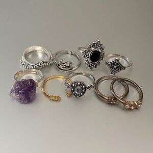 Fashion jewelry bundle of 10 Silver and Gold tone Ring Set
